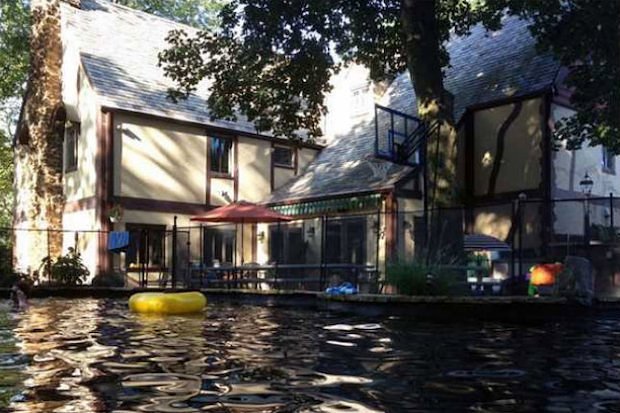 While the exterior of the home remains unchanged since it was used in the film, owners added a saltwater pool to the backyard.