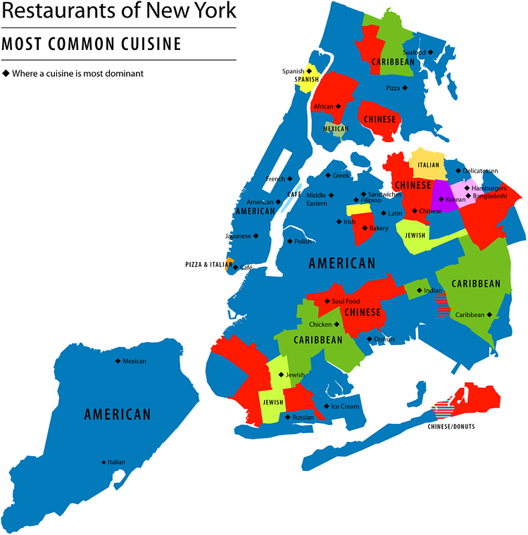 Most Common Cuisine found around New York City