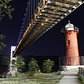 The Little Red Lighthouse with the GWB tower light up for 9/11 tribute