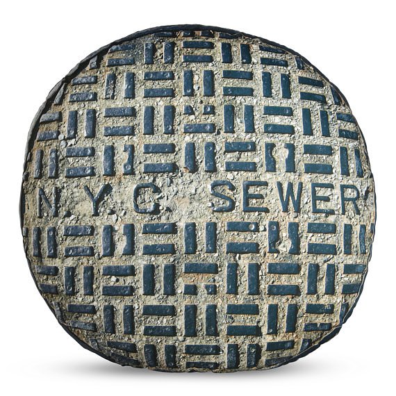 NYC Sewer Printed Pillow LARGE
