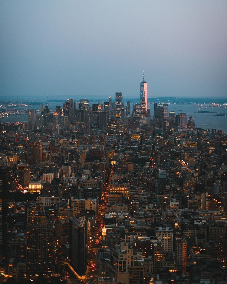 Sunset over Lower Manhattan from Empire State Building