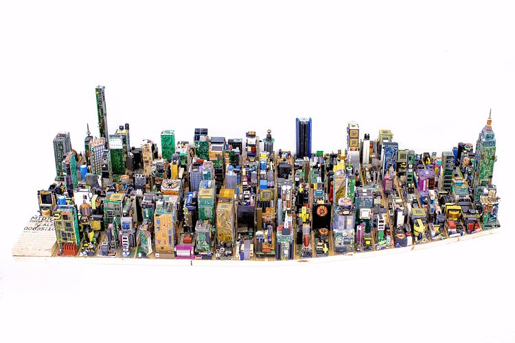 Midtown Manhattan, discarded electronics, 165x80cm