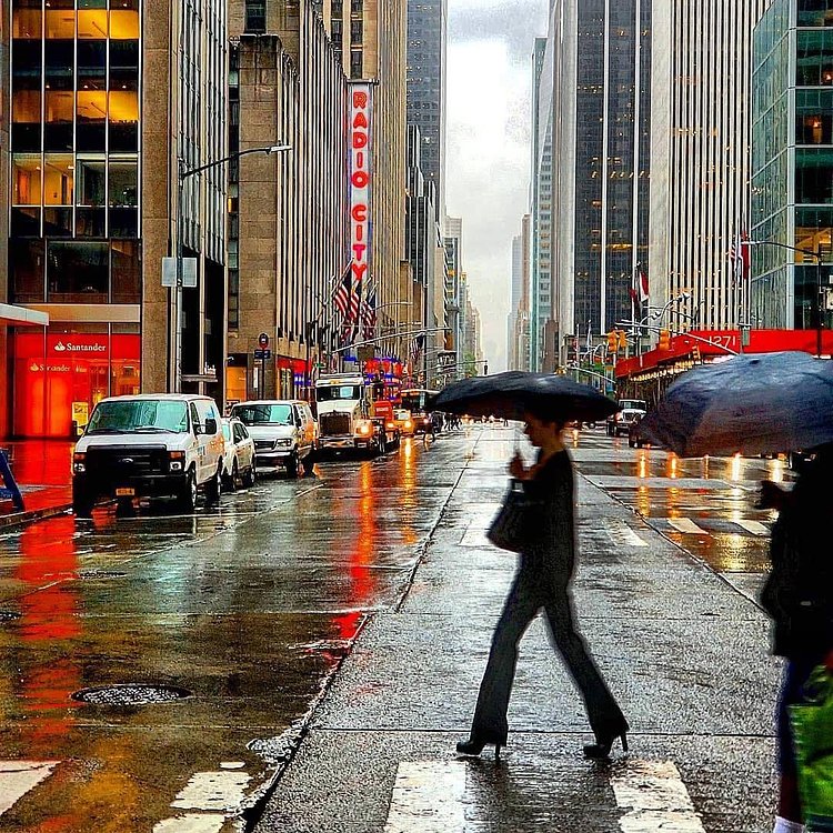 6th Avenue, Midtown. Photo via @qwqw7575 #viewingnyc #newyork #newyorkcity #nyc #rain