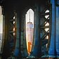 One World Trade Center framed by the Manhattan Bridge