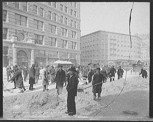 Cleaning the streets after a snow storm, New York. Broadway and 23rd St, 1905